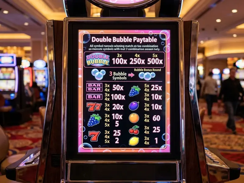 Double Bubble slot kifizetési táblázat szimbólumok és szorzók